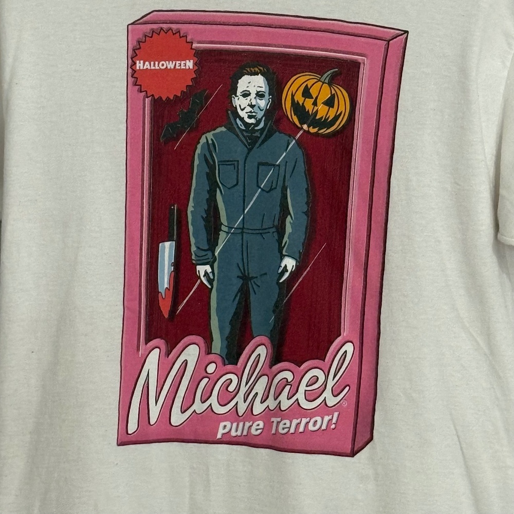 Michael Myers Halloween Pure Terror Horror Doll Box White T-Shirt Size Medium